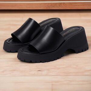 Free People Women’s Winona Wedge Lug Sole Sandals in the Size 9M/39 in Black